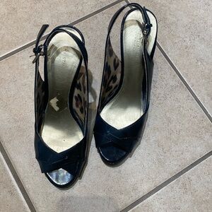 Lovely size 8 1/2 black Christian Soriano strap heels are very comfortable!